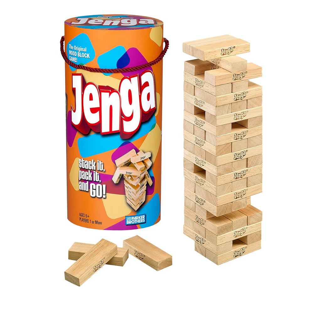 Hasbro Gaming Jenga Wooden Blocks Stacking Tumbling Tower Game for Kids & Families