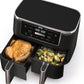 Ninja Air Fryer Finish Cooking Multiple Foods at the Same Time 6-in-1  (Air Fry, Broil, Roast, Keep Warm, Dehydrate, Bake) - 5 QT Baskets (DZ302)