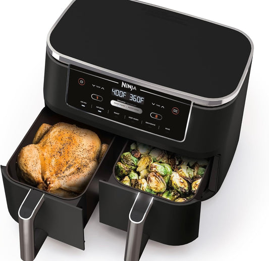 Ninja Air Fryer Voltooi Gaarmaak van Verskeie Kosse Terselfdertyd 6-in-1 (Lugbraai, Braai, Rooster, Hou Warm, Ontwater, Bak) - 5 QT Mandjies (DZ302)