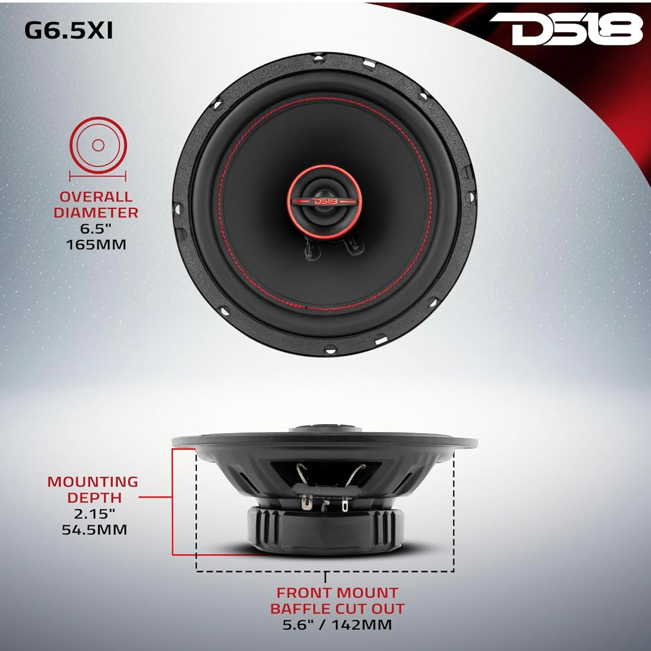 DS18 G6.5Xi GEN-X 6.5" 2-Way Coaxial Speakers 150 Watts Max Power - PAIR