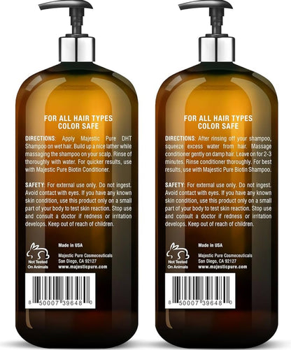 PURE Biotin Sjampoe en Conditionerstel met DHT-blokkeerderkompleks – Hidreer, Voed en Ondersteun Gesonde Hare, Sulfaatvry, vir Mans en Vroue – (473 ml)