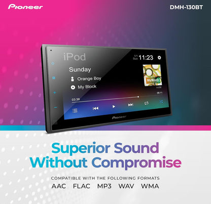 Pioneer DMH-130BT 6.8" Capacitive Touchscreen Double Din Car Stereo
Digital Multimedia Receiver, Bluetooth, Backup Camera, USB, FLAC, AM/FM, Short Chassis, 50W x 4 Output, Steering Wheel Input