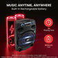 Portable Bluetooth PA Speaker System 800W 12” Outdoor - Party Lights, USB SD Card Reader, FM Radio, Rolling Wheels - Wired microphone, Remote