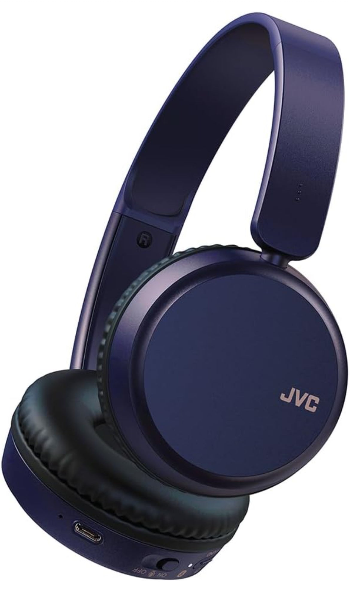 JVC Deep Bass Wireless Headphones, Bluetooth 5.2, Built-in EQ (Bass/Clear/Normal), Multi-Point Connection, Voice Assistant Compatible, 35 Hour Battery Life - HAS36WA (Blue), Small