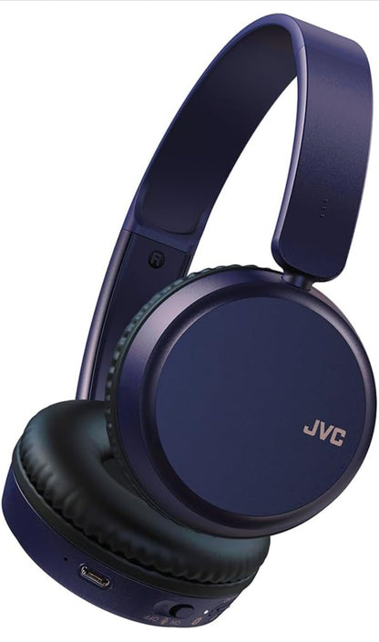 JVC Draadlose Diepbas-koptelefoon, Bluetooth 5.2, Ingeboude EQ (Bas/Helder/Normaal), Multipuntverbinding, Stemassistent-versoenbaar, 35 Uur Batterylewe - HAS36WA (Blou), Klein