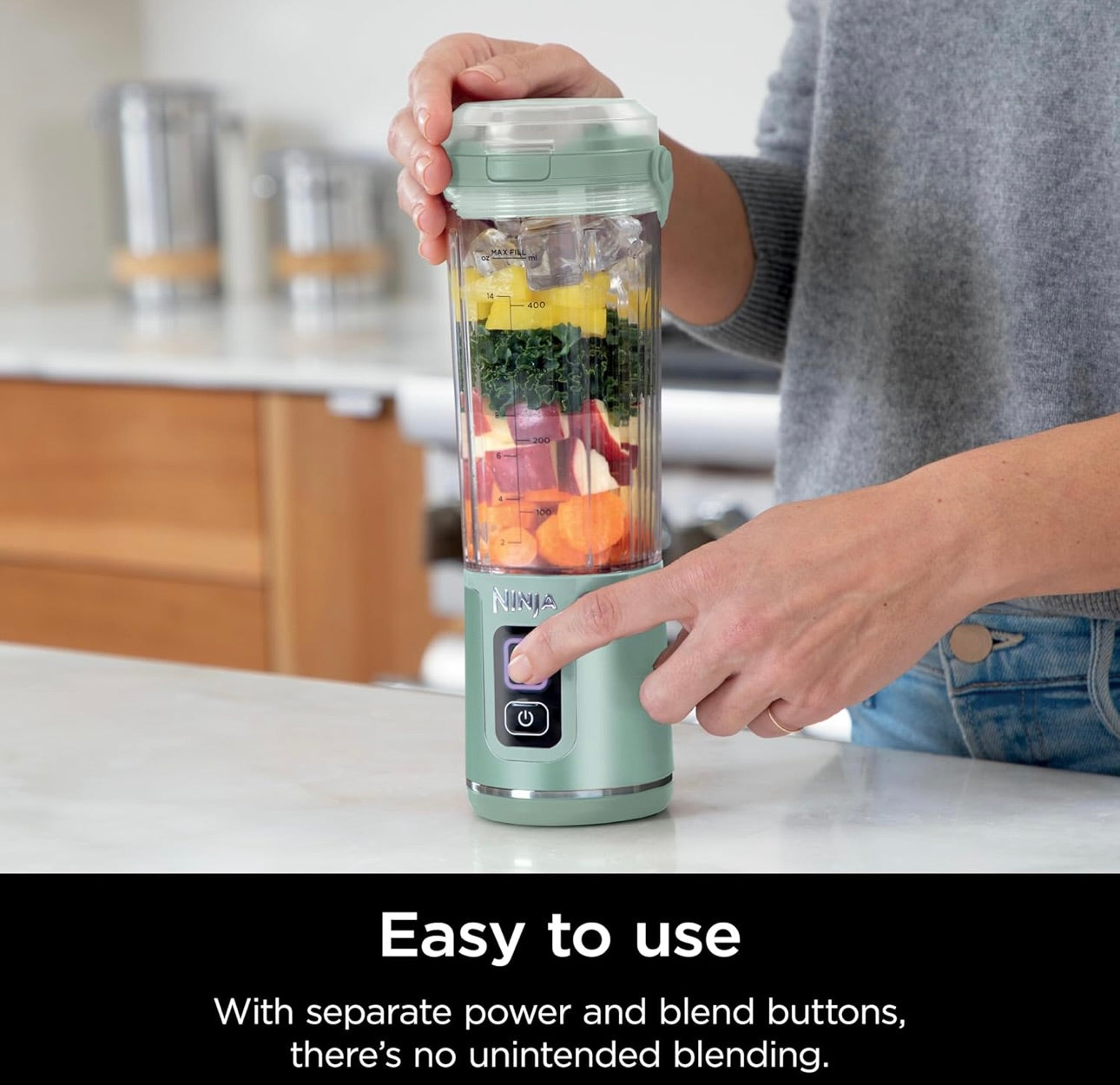 Ninja Blast Portable Blender, Cordless, 18oz. Vessel, Personal Blender BPA Free, Leakproof-Lid and Sip Spout, USB-C Rechargeable, Dishwasher Safe Parts -Tinted Mint BC151MT