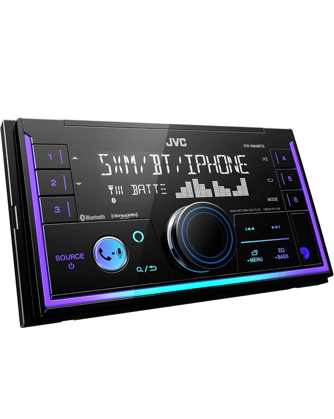 JVC KW-X850BTS Bluetooth-motorstereo digitale mediaontvanger met USB-poort, AM/FM-radio, MP3-speler, Amazon Alexa, Android, iPhone, dubbel-DIN, 13-band EQ