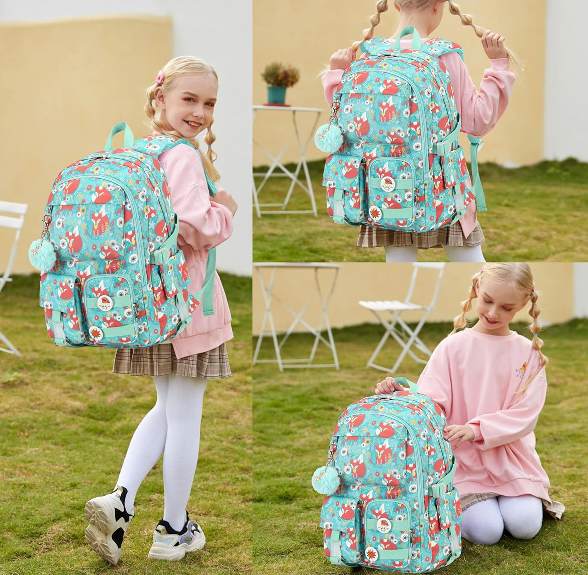 Girls Backpack,15.6 Inch Laptop School Bag Large Primary Elementary Middle College Bookbags Kids Backpacks for Teens Girl Women Students Anti Theft Travel Daypack (Green)