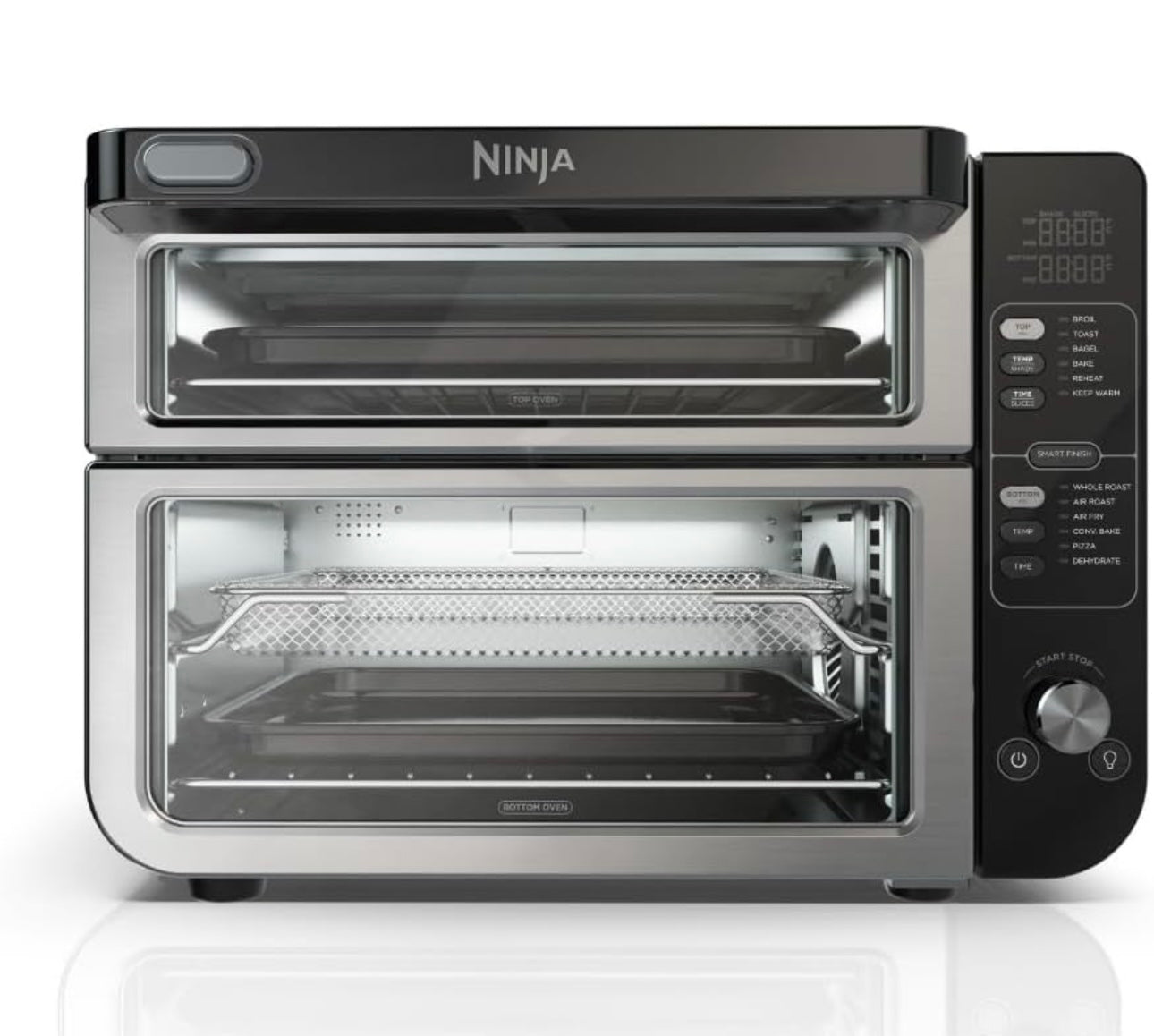 Ninja DCT401 12-in-1 Double Oven with FlexDoor, Flavor Seal & Smart Finish, Rapid Top Convection and Air Fry Bottom - Stainless Steel