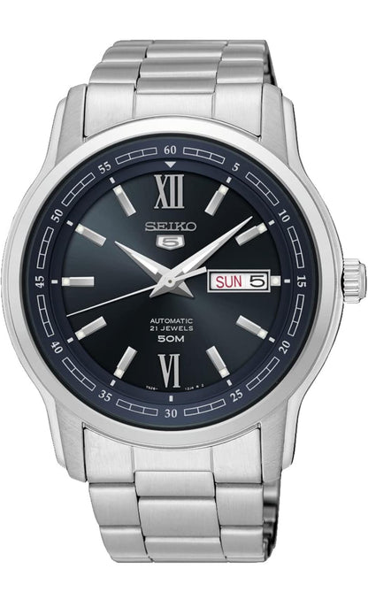 Seiko 5 Outomatiese Vlekvrye Staal Horlosie 50M - Swart