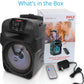 Rechargeable 8" Portable Bluetooth Speaker 500W Indoor/Outdoor Karaoke Machine Sound System - Multi-Color LED Party Lights, Mic Input, FM Radio, MP3/USB & Remote Control (Black)