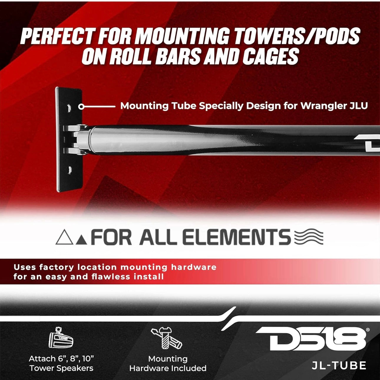 DS18 JL-Tube/WH Mounting Tube Adjustable Width 42"- 44"  Tower Bar - NEW