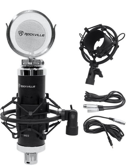 Rockville Paar APM8B 8" 500w Studio Monitors+Staanplekke+Kussings+Koptelefoon+Mikrofoon en Skild