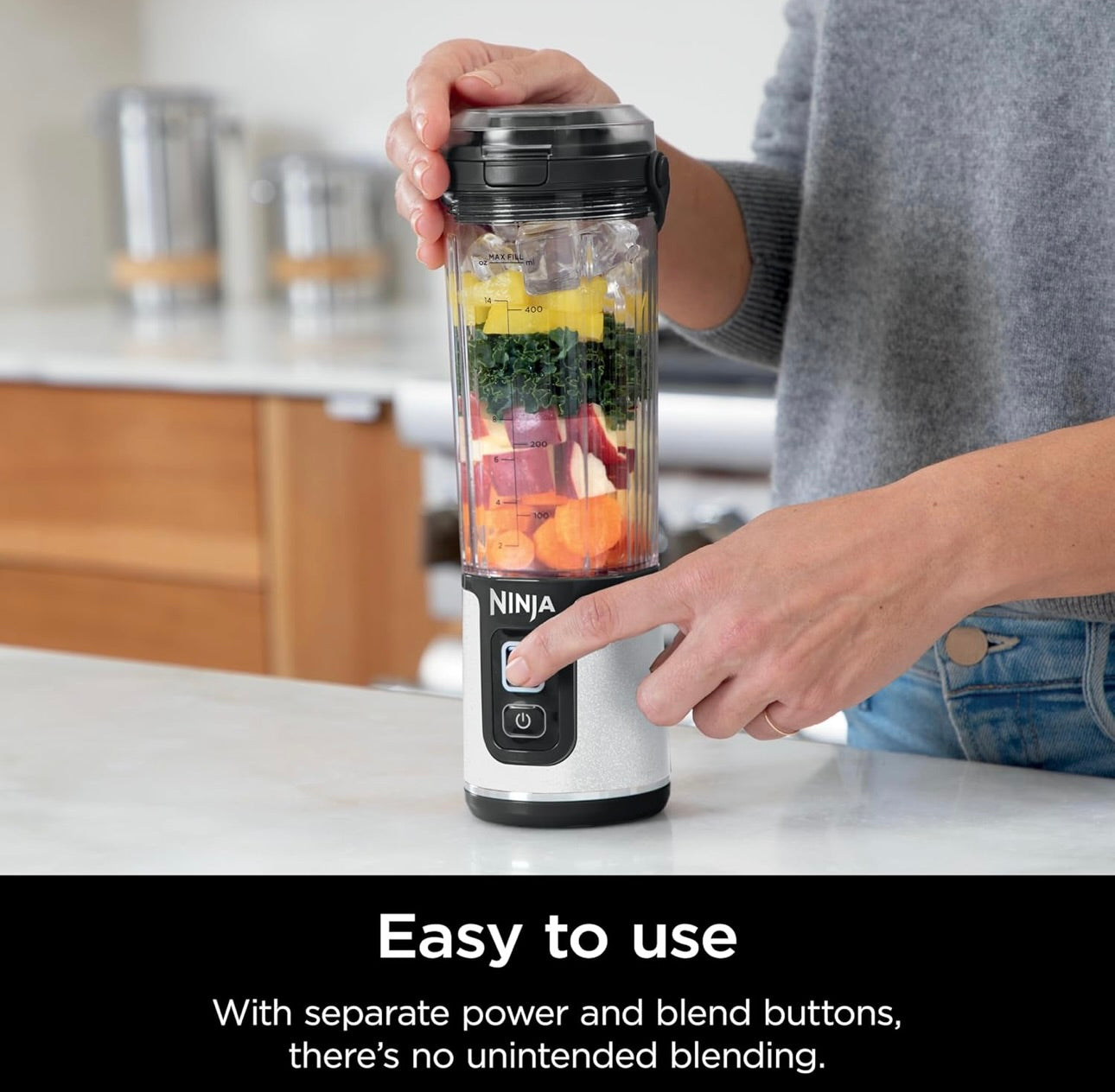 Ninja Blast Portable Blender, Cordless, 18oz. Vessel, Personal Blender BPA Free, Leakproof Lid & Sip Spout, USB-C Rechargeable, Dishwasher Safe Parts -White Glitter (BC152GL)