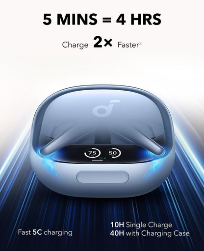 Soundcore Liberty 4 Pro by Anker, Noise Cancelling Wireless Earbuds, 7-Sensor and Real-Time Adaptive Noise Cancelling, 2× Faster Charging, Studio-Level Hi-Fi Music, Clear Calls with 6 Mics and AI