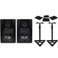 Rockville Pair APM8B 8" 2-Way 500 Watt Powered USB Studio Monitors+Stands+Pads