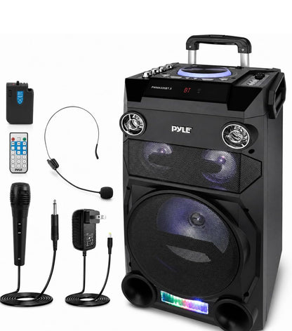 Draagbare Koordlose Bluetooth Karaoke PA-luidspreker - 8'' Subwoofer Klankstelsel met DJ-ligte, Herlaaibare Battery, FM Radio, USB / Mikro SD Leser, Mikrofoon, Afstandbeheer