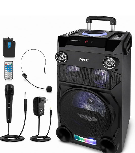 Draagbare Koordlose Bluetooth Karaoke PA-luidspreker - 8'' Subwoofer Klankstelsel met DJ-ligte, Herlaaibare Battery, FM Radio, USB / Mikro SD Leser, Mikrofoon, Afstandbeheer