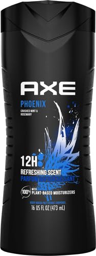 AXE Body Wash 12h Refreshing Scent Phoenix Crushed Mint and Rosemary Men's Body Wash w/ 100% Plant-Based Moisturizers (16 oz)