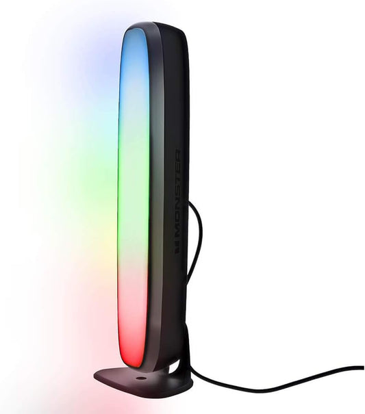 Monster Illuminessence Veelkleurige Ligbalk met Multi-posisie Basis, Mobiele Toepassing, Versoenbaar met Alexa, Google Assistent, Siri, 1-Pak