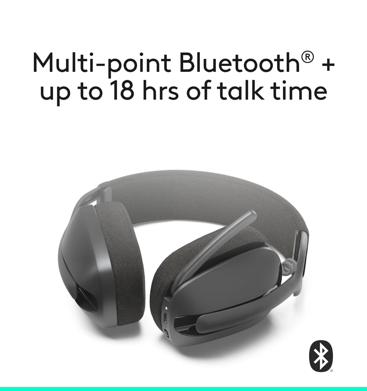 Logitech Zone Vibe 100 Liggewig Draadlose Oor-oor-koptelefoon met Geraasdempende Mikrofoon, Gevorderde Multipoint Bluetooth-koptelefoon, Werk met Teams, Google Meet, Zoom, Mac/PC - Grafiet