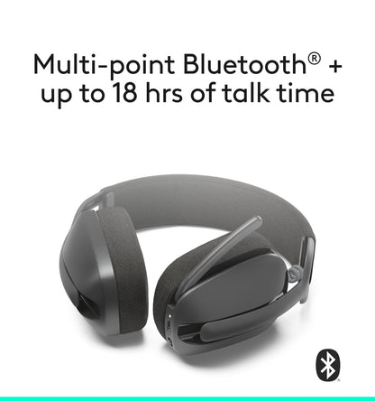 Logitech Zone Vibe 100 Liggewig Draadlose Oor-oor-koptelefoon met Geraasdempende Mikrofoon, Gevorderde Multipoint Bluetooth-koptelefoon, Werk met Teams, Google Meet, Zoom, Mac/PC - Grafiet