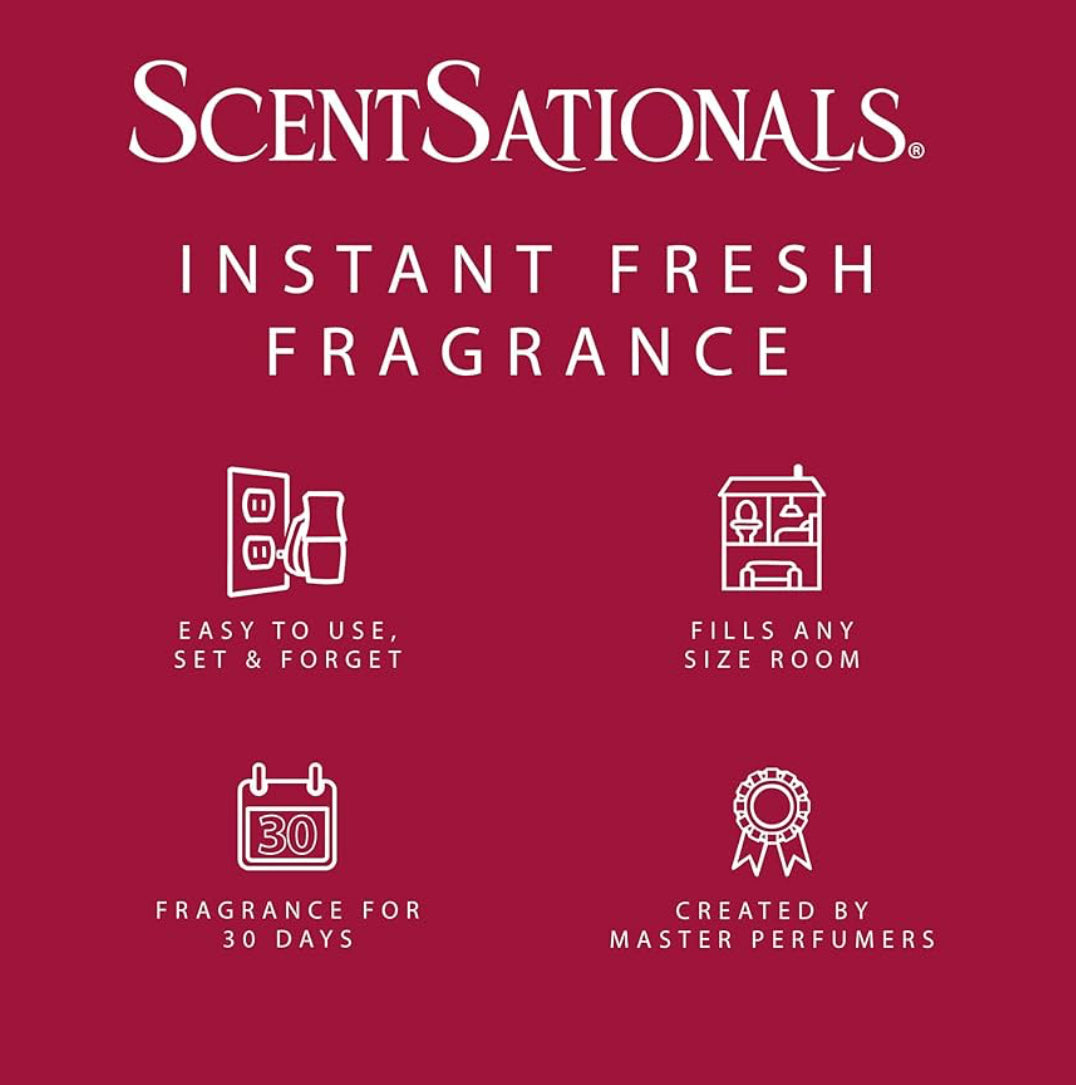 ScentSationals Sparkling Raspberry Sorbet Fragrance Oil Plug In Air Freshener Refills 3-Pack - Works w/ Scentsationals Wall Plugs - Packaging May Vary