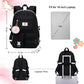 Backpack for Girls Laptop Backpacks 15.6 Inch College Cute Bookbag Anti Theft Primary Elementary School Bag Casual Daypack for Students Teens Girl Women (Black)