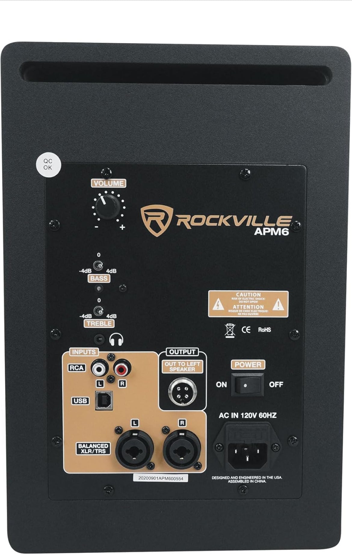 Rockville Apm6c 6.5" 2-Way 350W Active/Powered USB Studio Monitor Speakers Pair