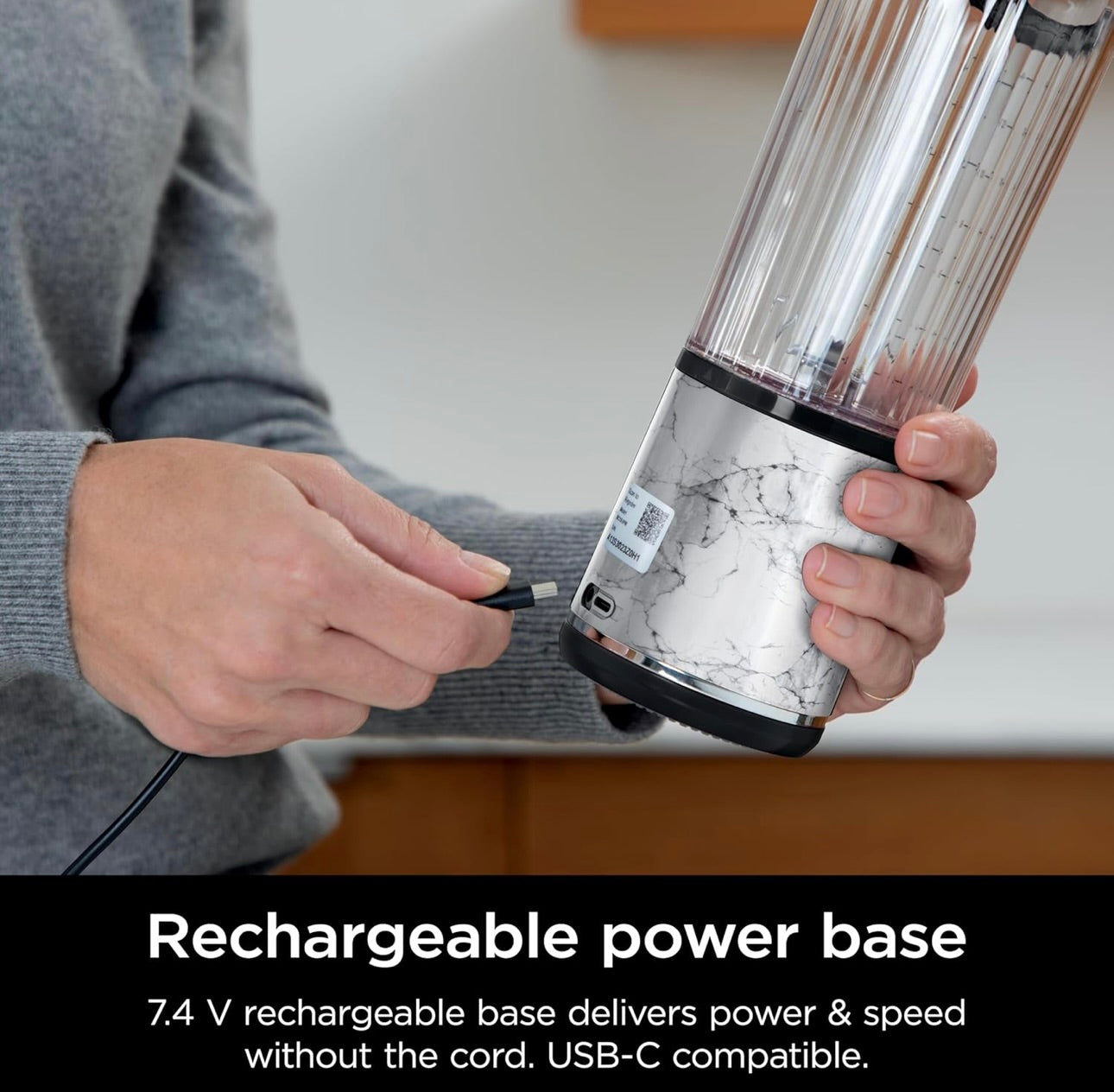 Ninja Blast Portable Blender, Cordless, 18oz. Vessel, Personal Blender BPA Free, Leakproof Lid & Sip Spout, USB-C Rechargeable, Dishwasher Safe Parts - Marble White BC152MW