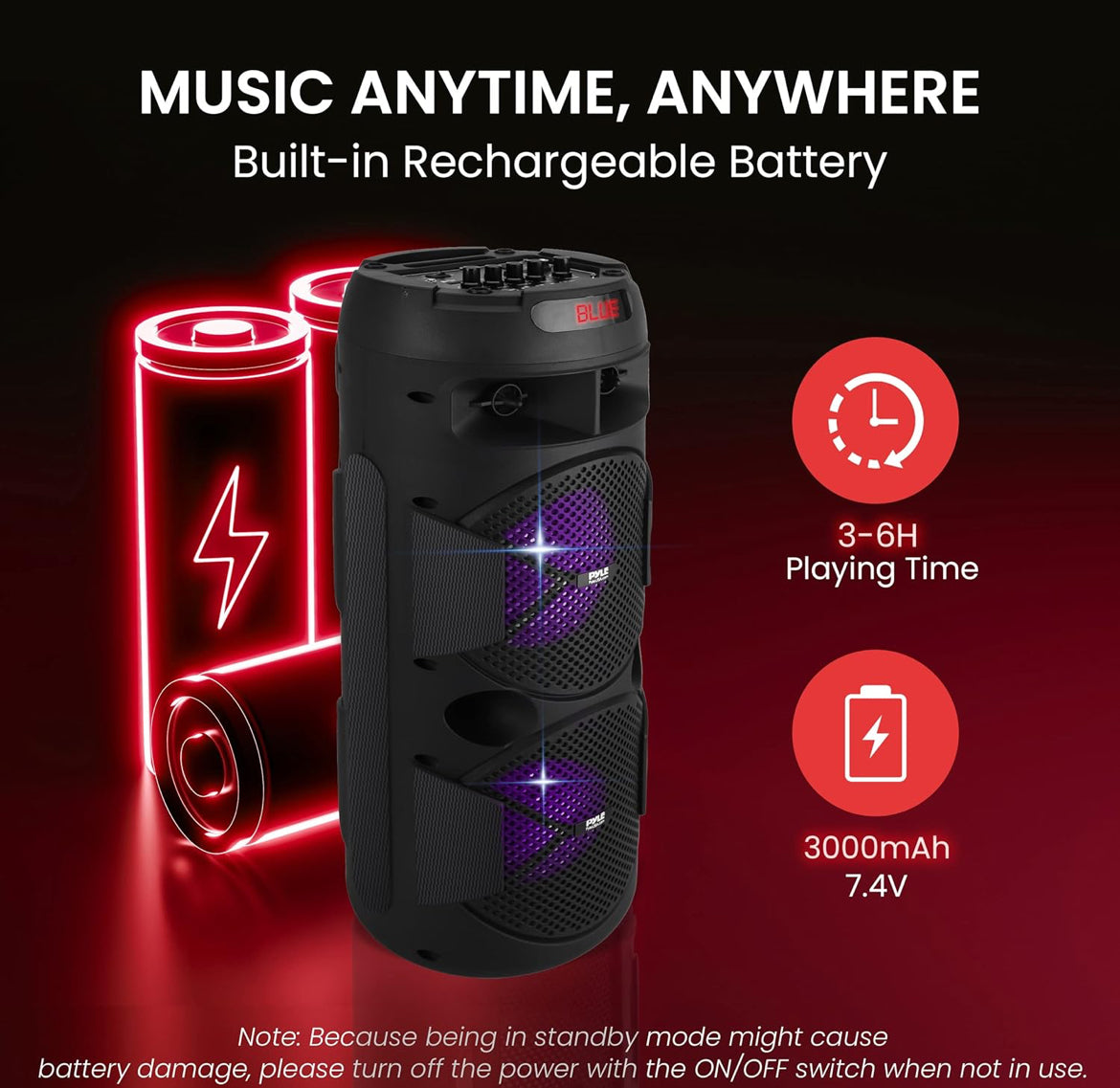 Rechargeable Portable Bluetooth PA Speaker 240W Dual 6.5" Indoor/Outdoor BT Karaoke Audio System-TWS, Party Lights, LED Display, FM/AUX/MP3/USB/SD, 6.5mm in, Carry Handle-Wireless Mic, Remote