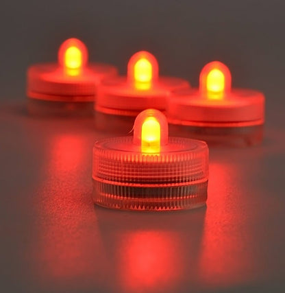 KITOSUN Submersible LED Lights cr2032 Battery Powered Underwater Waterproof LED Tea Light Candles for Events Wedding Centerpieces Vase Floral Xmas Holidays Home Decor Lighting(Pack of 12) (Red)