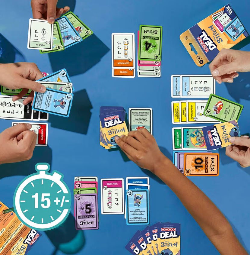 Monopoly Deal: Disney Stitch Edition Card Game | Based on Disney’s Lilo & Stitch Ages 8+| 2-5 Players