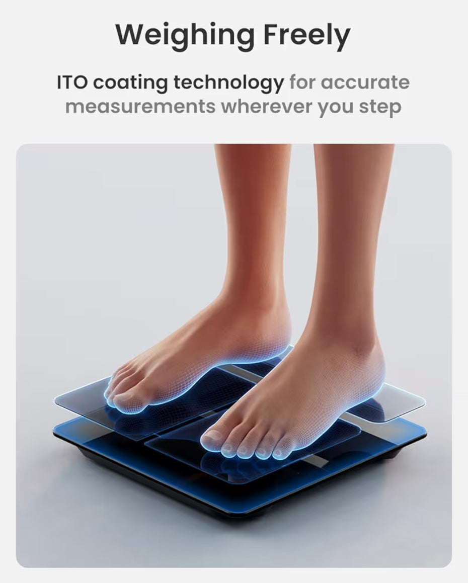 Scale for Body Weight w/ BMI, Body Fat, Muscle Mass, Bluetooth, 13 Metrics Large Display, Support App Connection (Black)