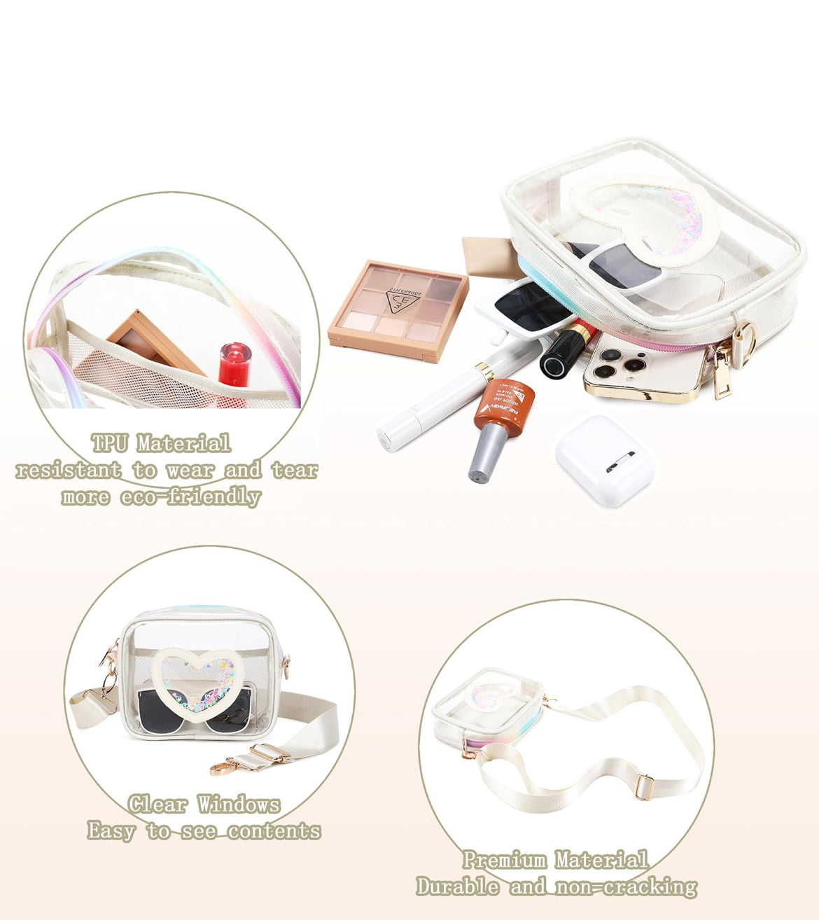 Clear Crossbody Bag for Women Girls Kids Purse Toddlers Shoulder Messenger Handbags Transparent Bags Wallet Pouch