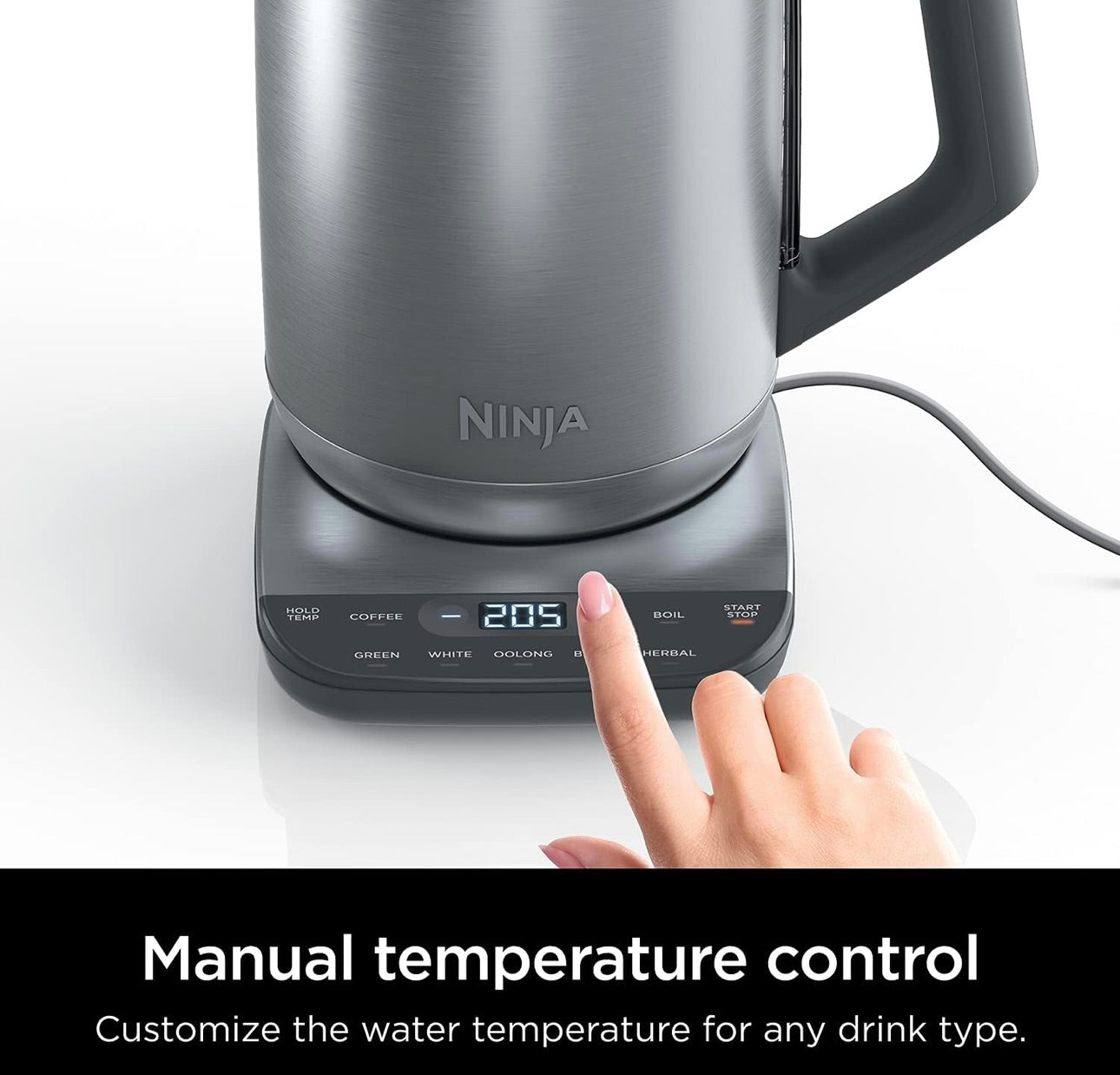 Ninja KT200 Precision Temperature Electric Kettle, 1500 watts 7-Cup Capacity, Hold Temp Setting - Silver
