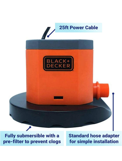 BLACK+DECKER Swembadseilpomp, 800 GPH Handmatig