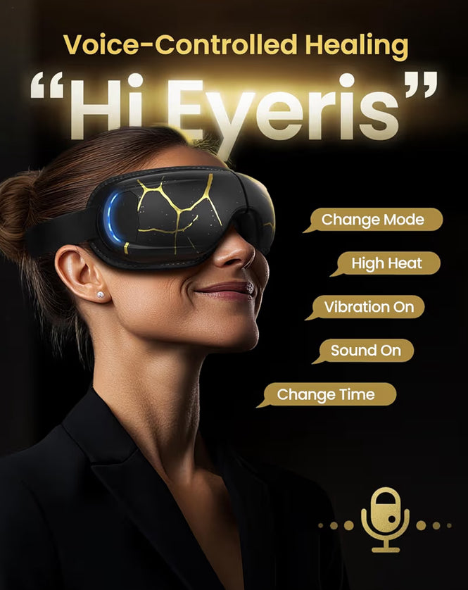 Eye Massager with Heat and Cooling,Eyeris Kintsugi Voice Control Eye Sleep Mask - Eye Care Device for Relaxation