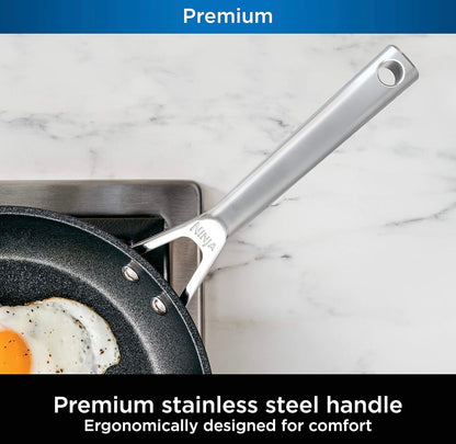 Ninja C33000 Foodi NeverStick Premium 3-Stuk Kookgerei Stel, 30 cm Braaipan, 4.7 Liter Soteerpan met Glasdeksel, Hard-Geanodiseer, Kleefvry, Duursaam en Oondveilig tot 260°C, Leigrys