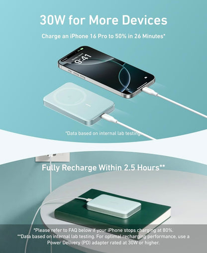 Anker MagGo Power Bank, Ultra Slank 10000mAh Magnetiese Batterypak, Qi2 Gesertifiseer - NUUT