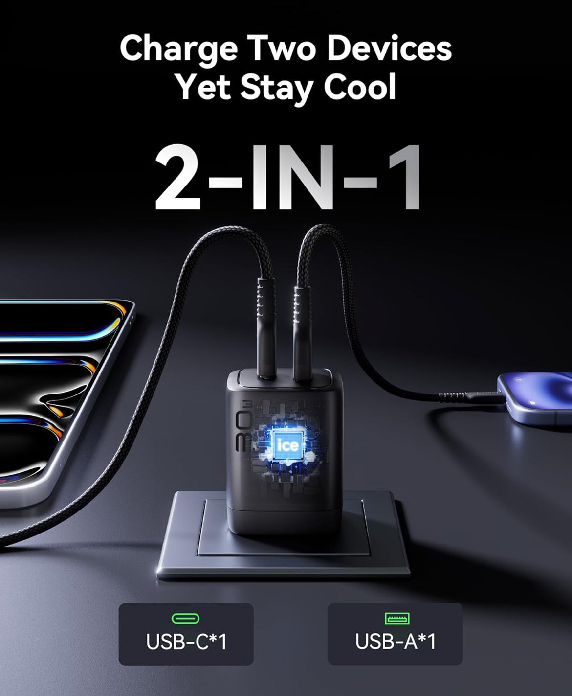 INIU USB C Charger Block, 2-Pack 30W PD Fast Charging, [USB-C + USB-A] iPhone 16 Charger with Foldable Plug, GaN Tech Type C Power Adapter for iPhone 16, 15 Pro Max, Samsung S25, S24, iPad Pro etc