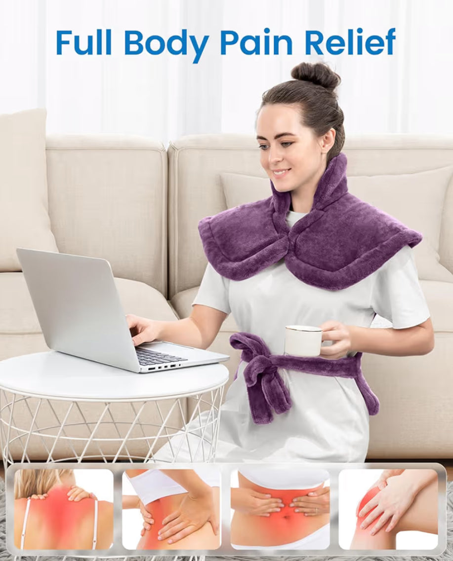 Back Heating Pad for Back Pain Relief - Neck and Shoulder Heat Pad, Auto Shut Off - (Purple)