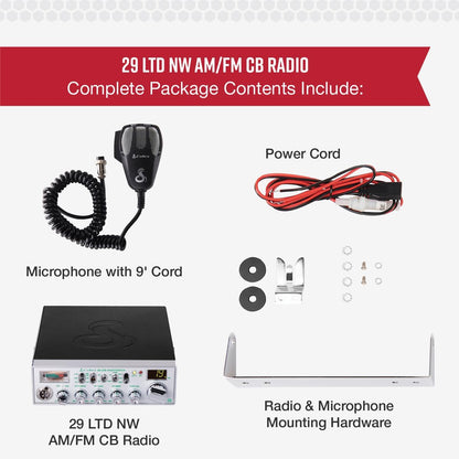 Cobra 29 NW AM/FM Classic Professionele CB Radio - Maklik om te bedien Noodradio, Reisbenodigdhede, Kitskanaal 9/19, Volle 40 Kanale, SWR Kalibrasie en NightWatch Beligting Skerm, Swart