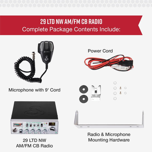 Cobra 29 NW AM/FM Classic Professionele CB Radio - Maklik om te bedien Noodradio, Reisbenodigdhede, Kitskanaal 9/19, Volle 40 Kanale, SWR Kalibrasie en NightWatch Beligting Skerm, Swart