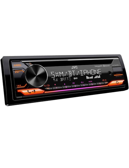 JVC KD-TD91BTS Bluetooth Motorradio-ontvanger met USB-poort – 2-reël LCD-skerm, AM/FM-radio – CD- en MP3-speler – Amazon Alexa-geaktiveer – Enkel-DIN – 13-band EQ (Swart)