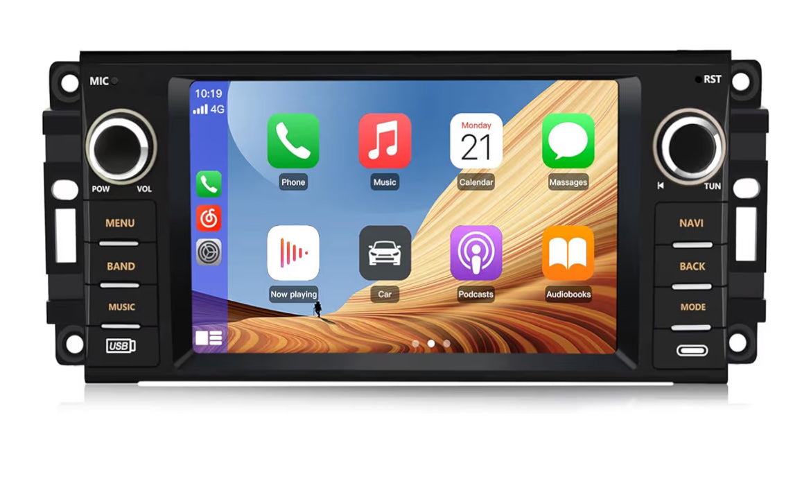 Car Stereo Replacement Support Carplay Android Auto Built in Bluetooth WiFi - for Jeep Wrangler JK 2007-2018 Dodge RAM 1500 2500 3500 2009-2012