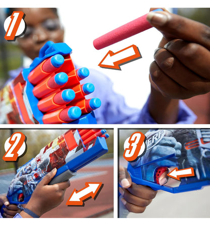 NERF Transformers Optimus Primal Dart Blaster, 16 Nerf Elite Darts, Pump Action, Toy Foam Blasters for 8 Year Old Boys & Girls & Up