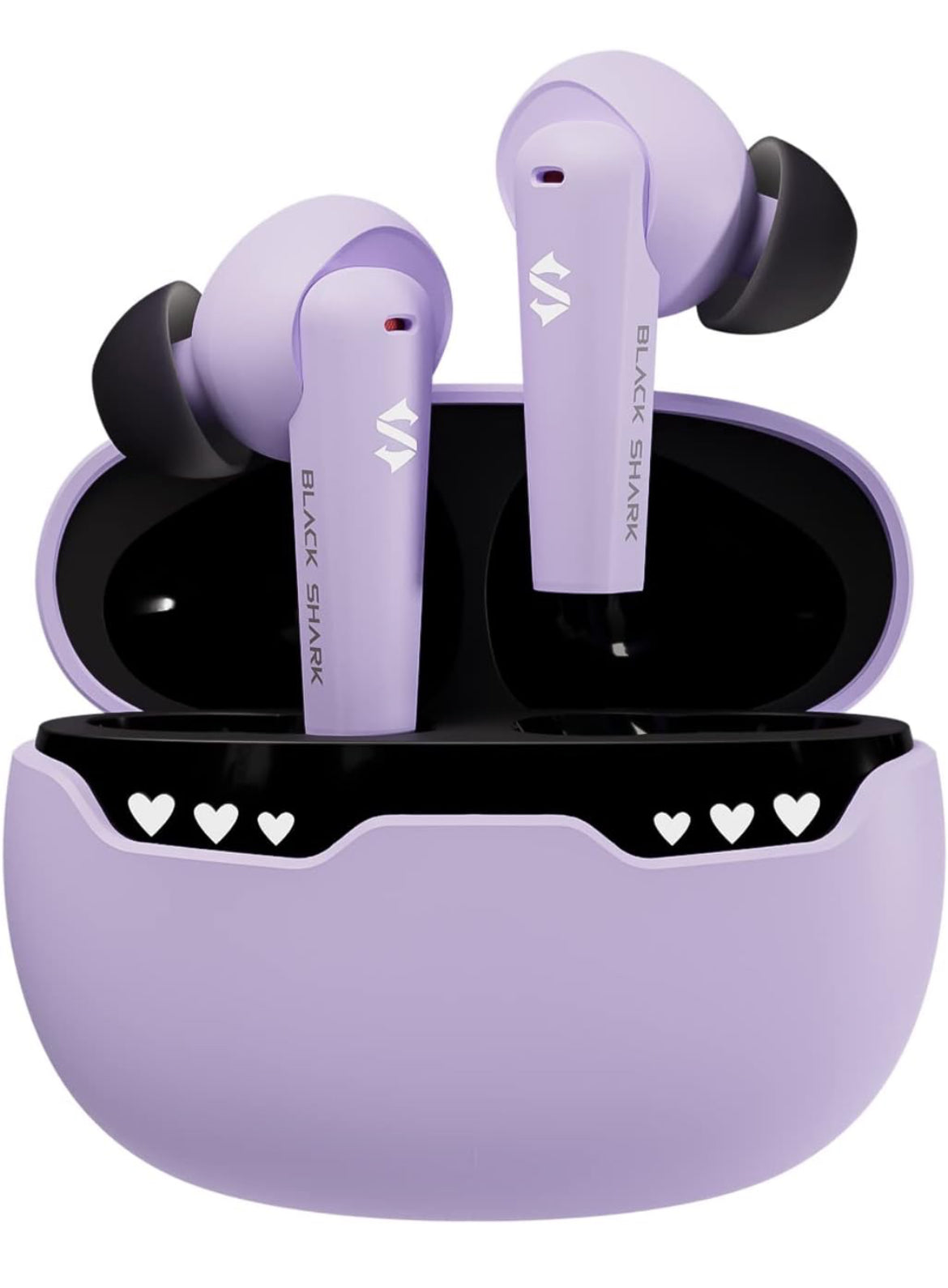 Black Shark Wireless Earbuds w/ LED Light, 45ms Ultra Low Latency - IPX5 Waterproof - Purple