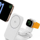INIU 3 in 1 Wireless Charging Station, Qi2 Certified Magnetic Travel Charger for Apple Multiple Devices, Foldable Charger Stand for Apple iPhone 16 15 14 13 12 Series Watch AirPods (White)