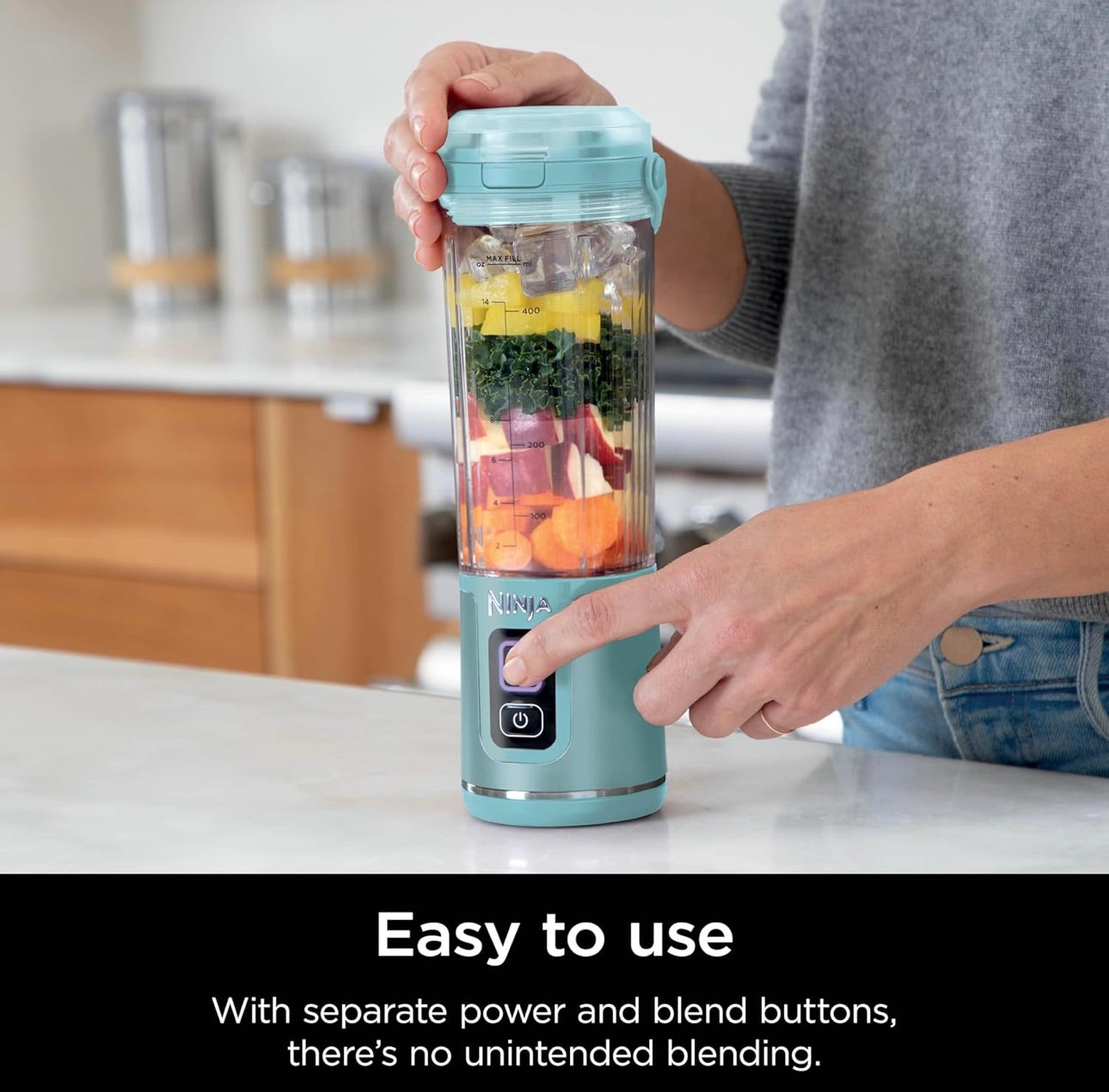 Ninja Blast Portable Blender, Cordless, 18oz. Vessel, Personal Blender For-Shakes and Smoothies- Tinted Aqua, BC151AQ